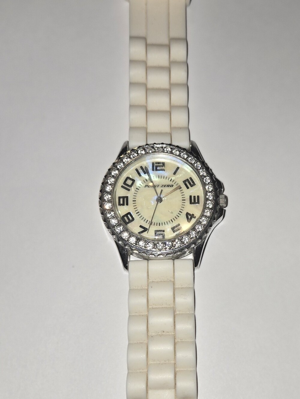 Women's White Crystal Bezel Watch